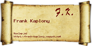 Frank Kaplony névjegykártya
